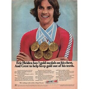 1980 Eric Heiden Crest Toothpaste Print‎ Ad Olympic Speed Skater Memorabilia